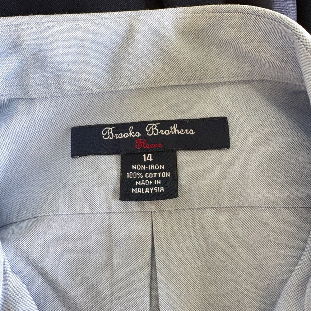 Boys Blue 2 Piece Suit Set with Brooks Brothers Shirt and Brown Belt - Picture 5 of 7